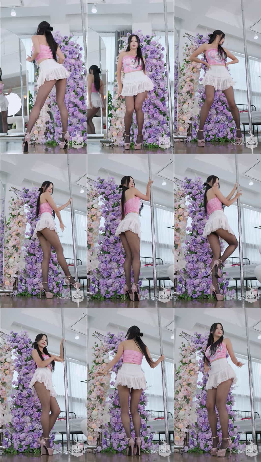 Dance in a Kitty-Inspired Pink Top and Black Stocking, Habin, Pocket Girls, 하빈, 포켓걸스 – #003041