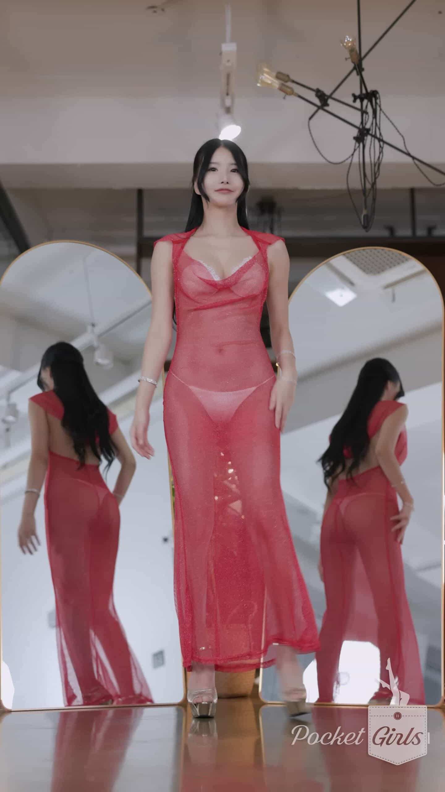 Mystical Allure in Red Lace Cape, Yeonji, Pocket Girls, 연지, 포켓걸스 – #00374