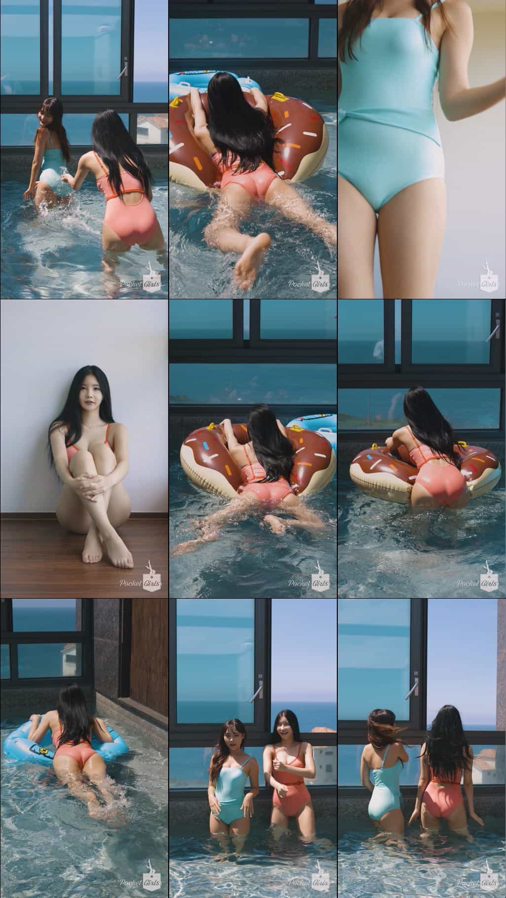 (Full) Yeonji and Jieun, Playing in the rooftop pool pocket girls Patreon会员 – #00021
