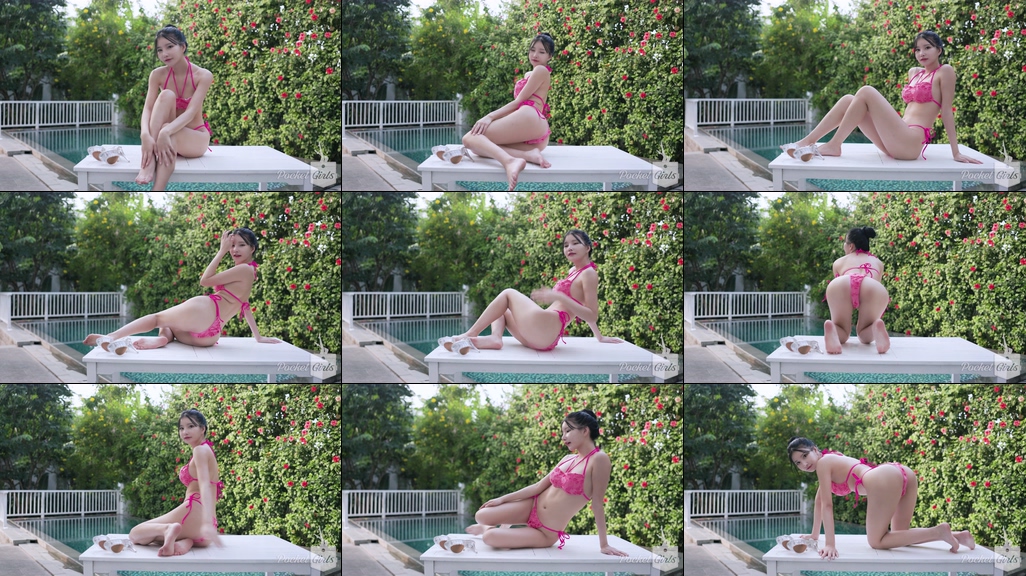 Pool Wading in Hot Pink Bikini, Yeonji, Part.2b – #09591