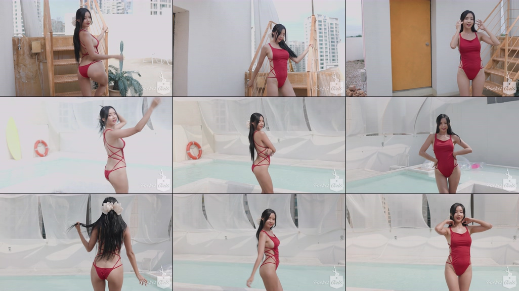 Red Backless Monokini Dance, Habin, Part.1a – #09421