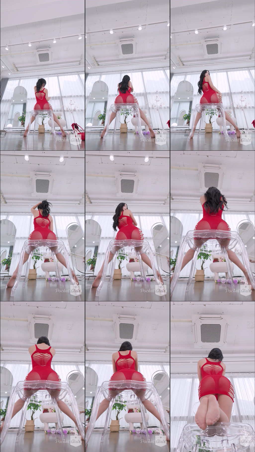 Red Elastic Knit Dress Dance, Habin, Part.2b – #12641