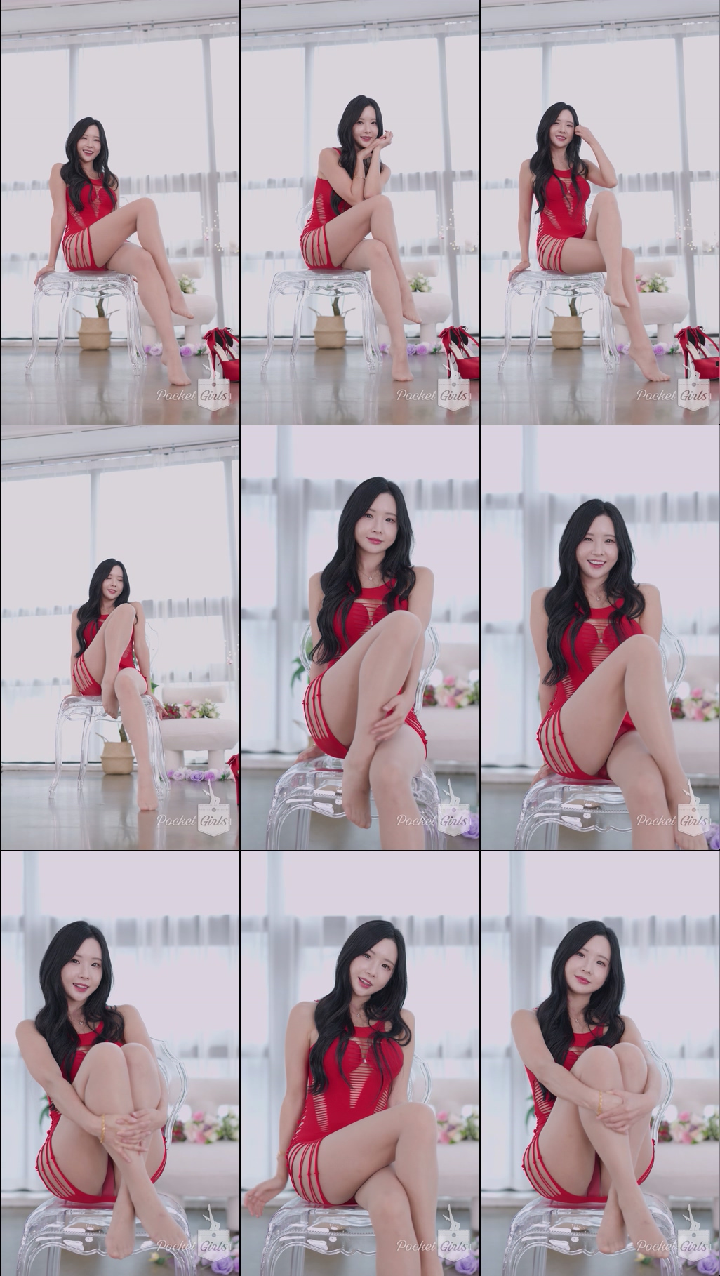 Red Elastic Knit Dress Dance, Habin, Part.1b – #12581