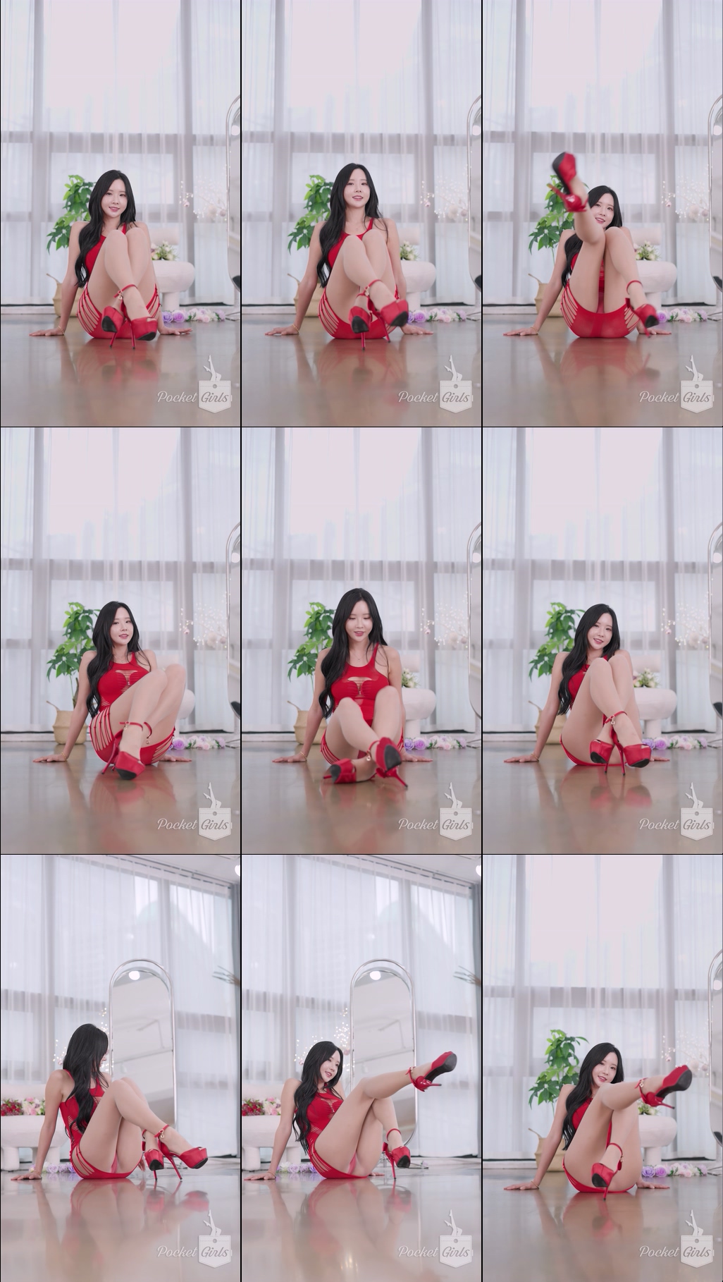 Red Elastic Knit Dress Dance, Habin, Part.2e – #12671