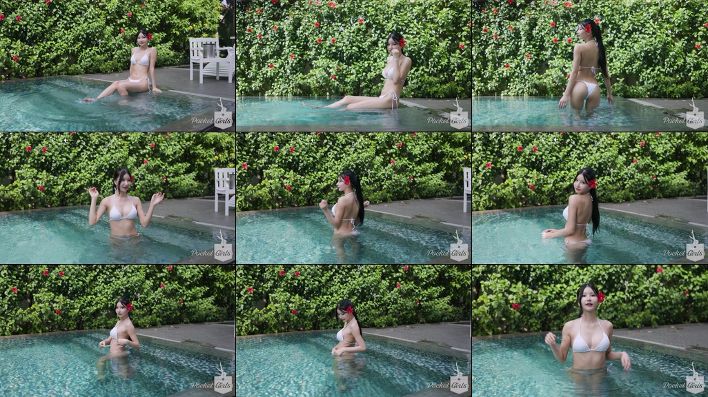 Pool Wading in White Bikini, Yeonji, Part.1d – #09511