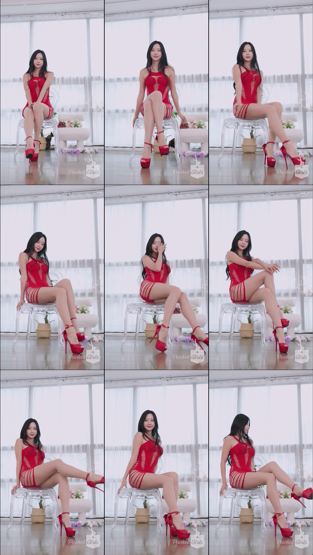 Red Elastic Knit Dress Dance, Habin, Part.1a – #12571