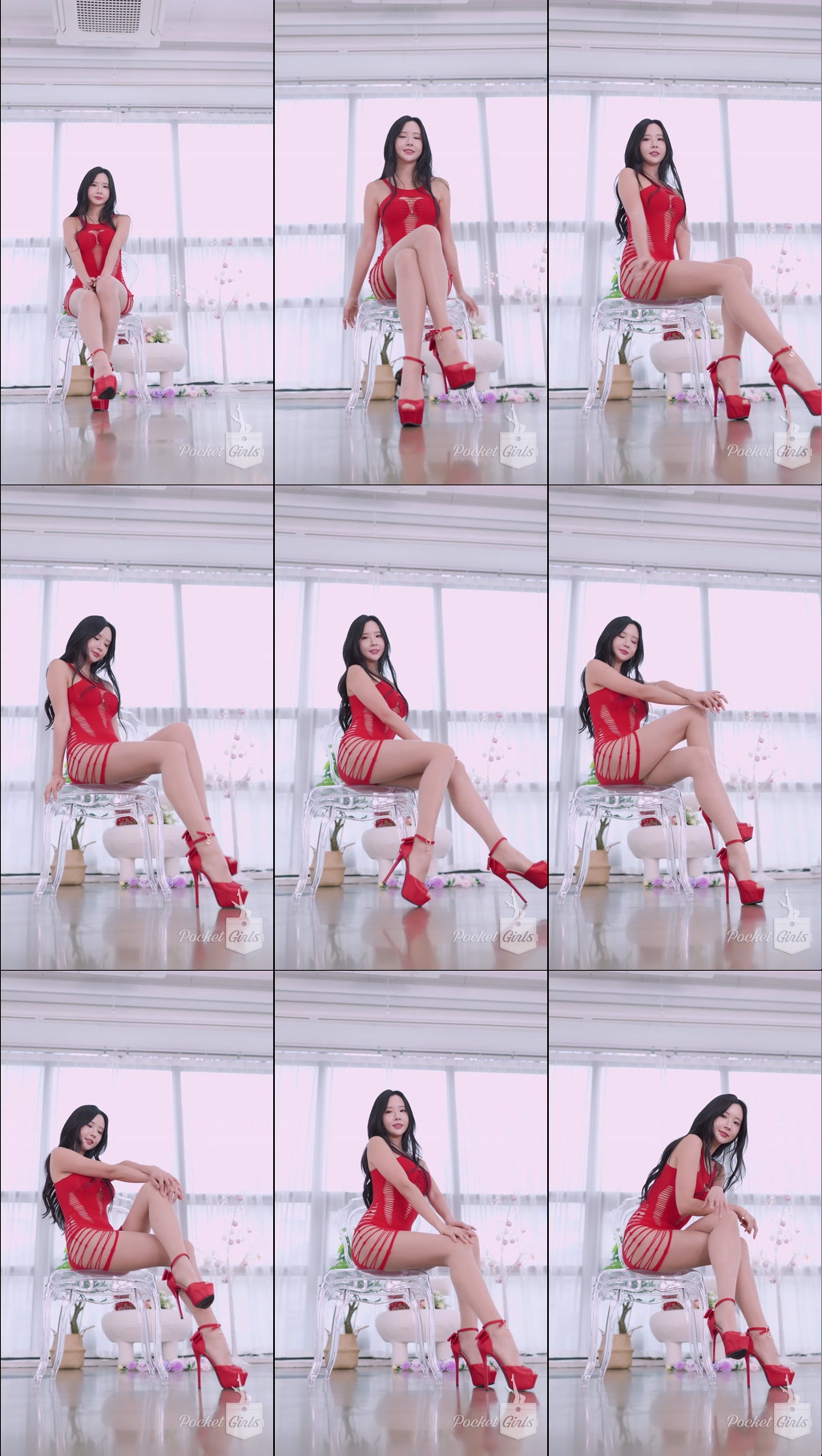 Red Elastic Knit Dress Dance, Habin, Part.1d – #12601