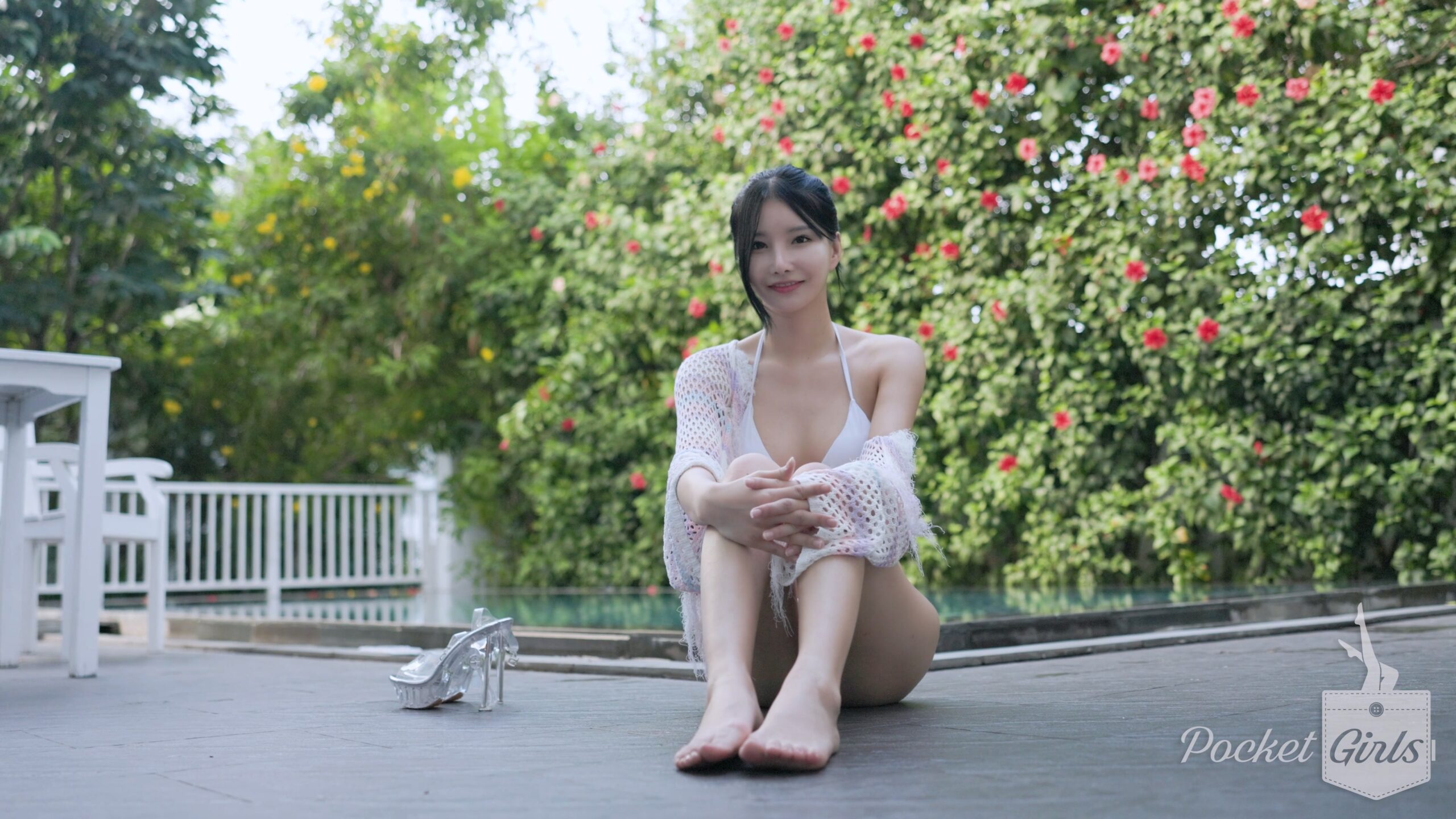 Pool Wading in White Bikini, Yeonji, Part.2c – #0955