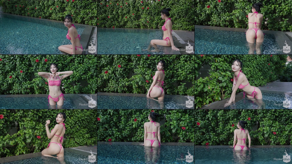 Pool Wading in Hot Pink Bikini, Yeonji, Part.1a – #08551