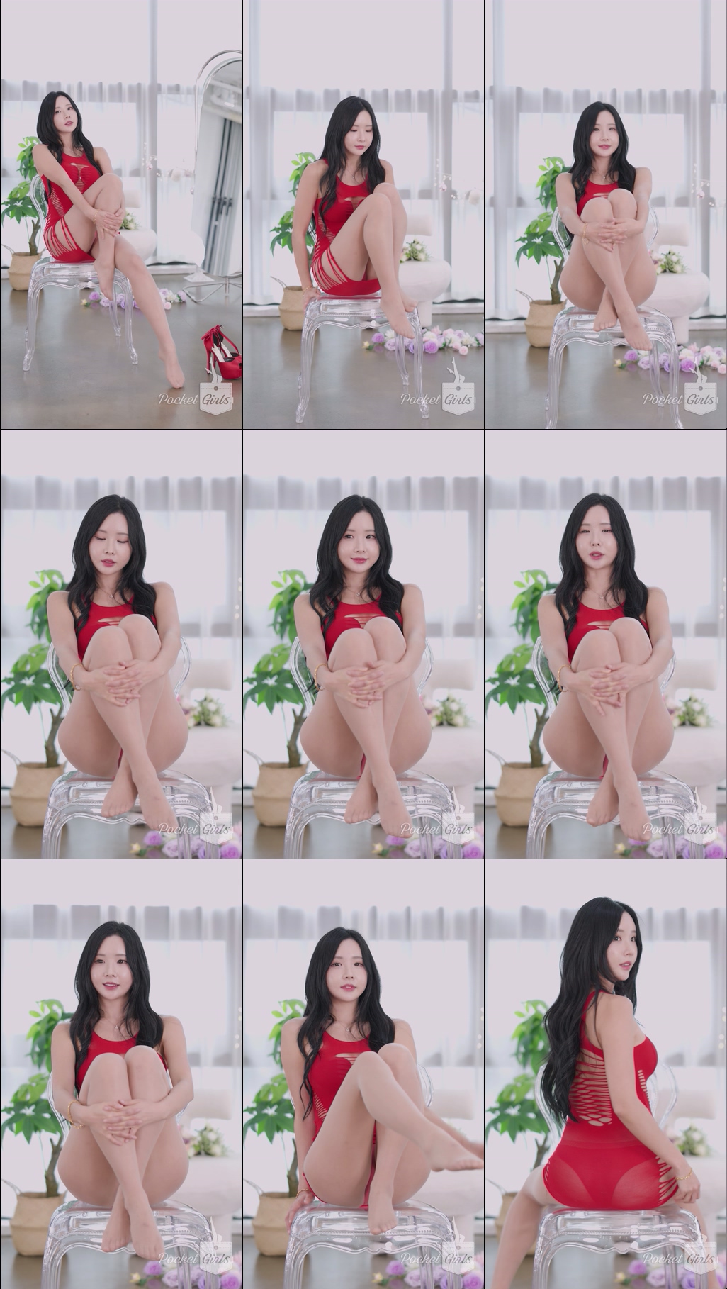 Red Elastic Knit Dress Dance, Habin, Part.2c – #12651