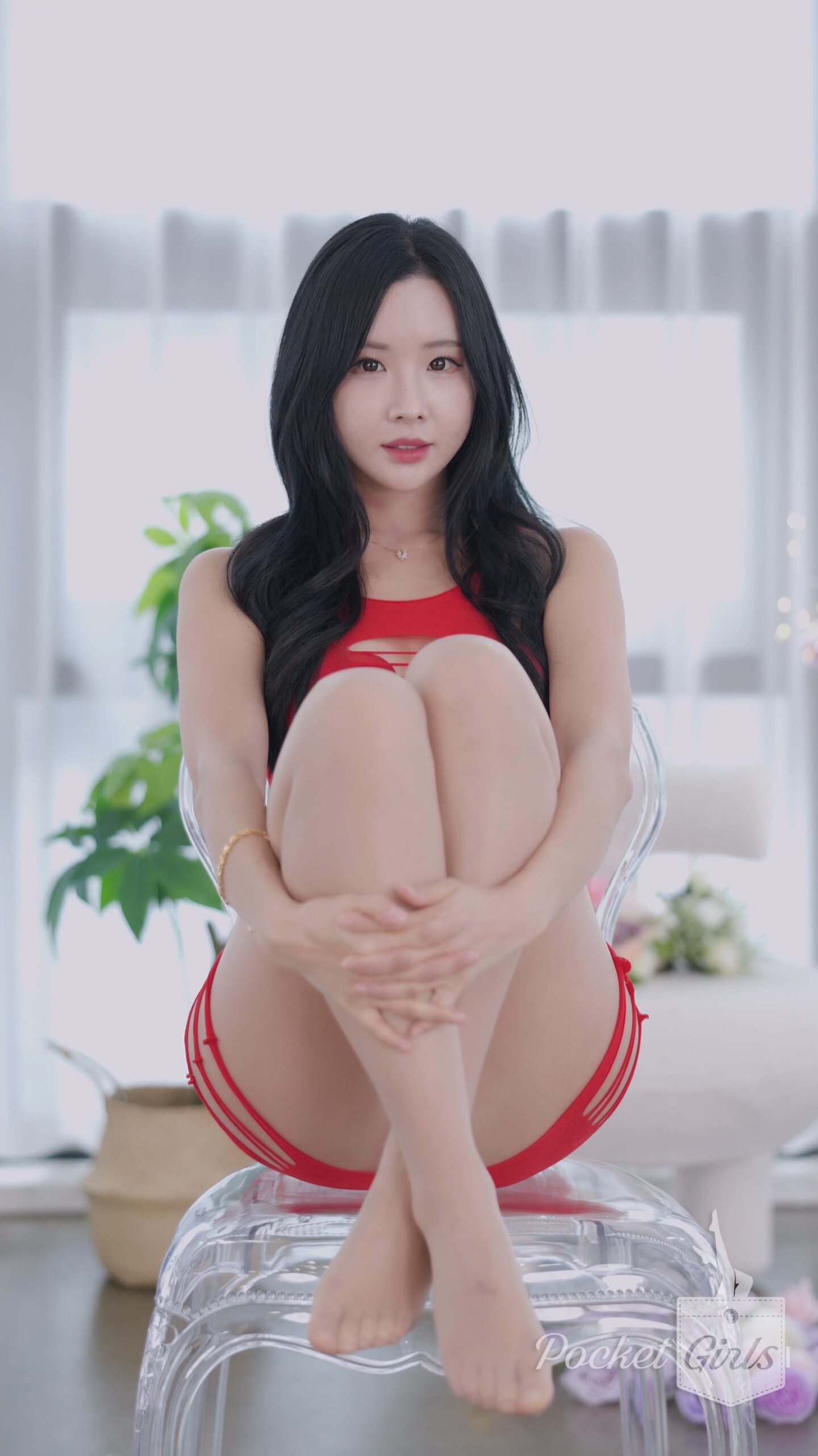 Red Elastic Knit Dress Dance, Habin, Part.1c – #1259