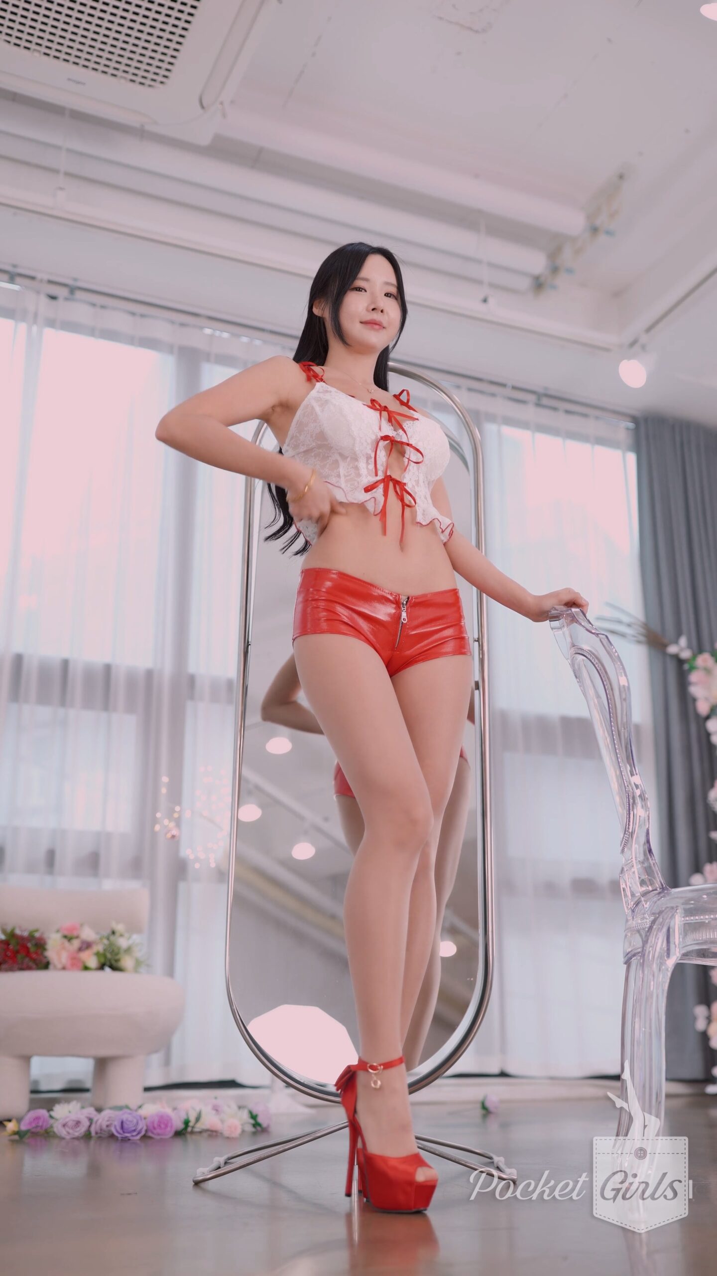 Red PU Shorts Dance, Habin, Part.2c – #1254