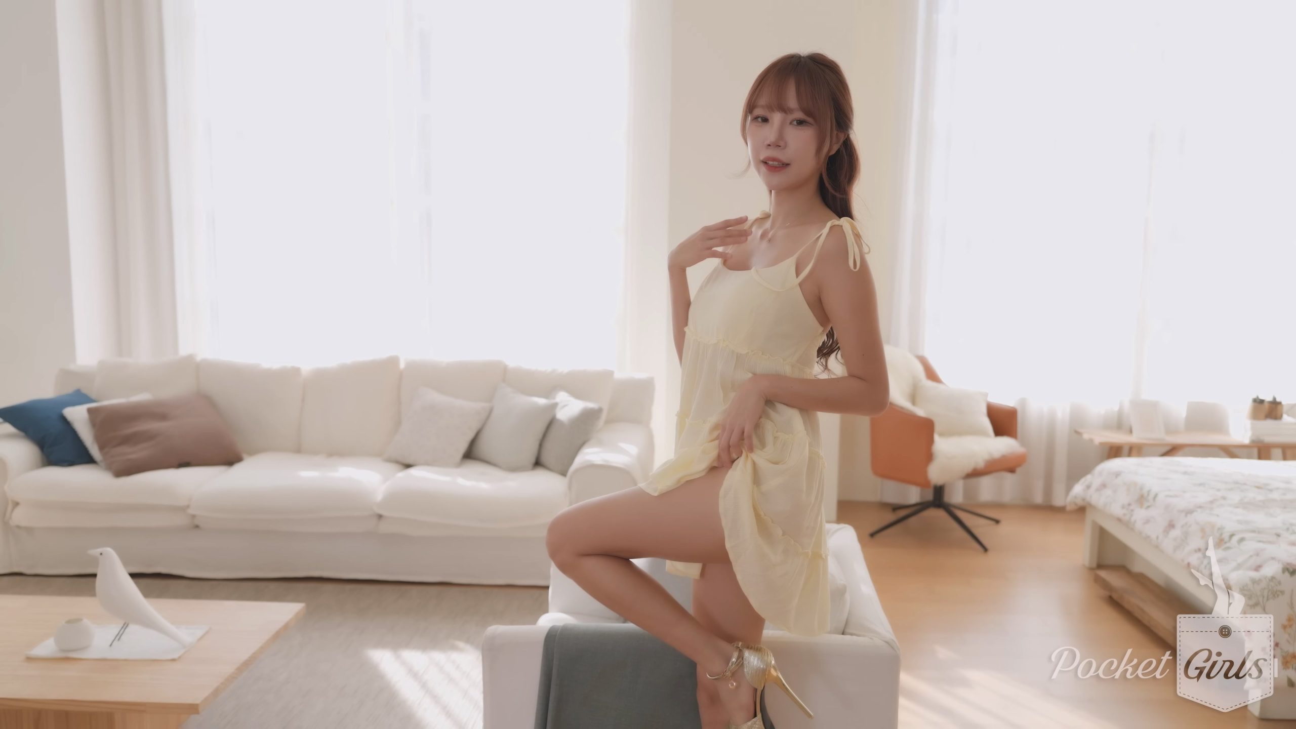 Yellow Sheer Dress Dance, Minchae, Pocket Girls, 민채, 포켓걸스 – #00442