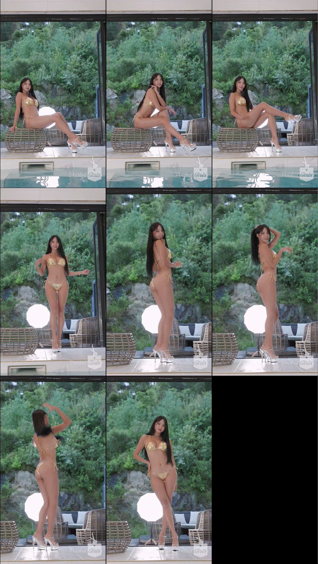 Poolside Glamour in Gold Bikinis, Habin, Pocket Girls, 하빈, 포켓걸스 – #004381