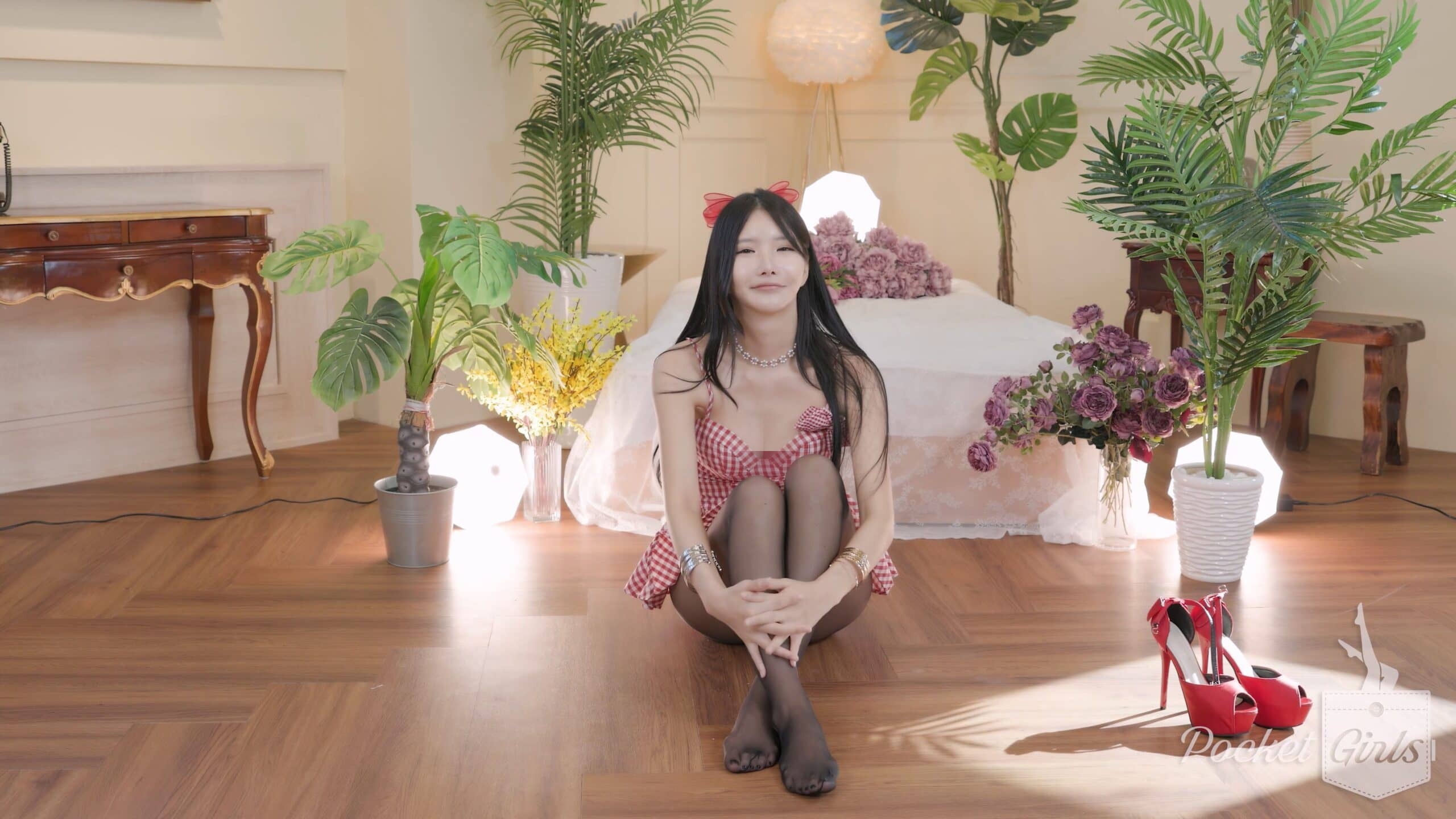 Red Hip-Flash Gingham Dress Scene, Yeonji, Part.2a – #1856